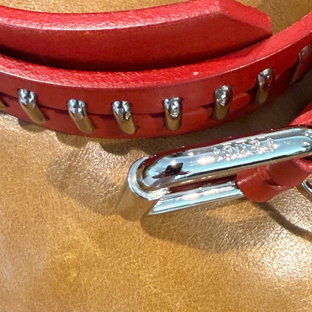 Fendi Red with Silvertone accents Vintage 1990's belt EUC - Picture 10 of 16